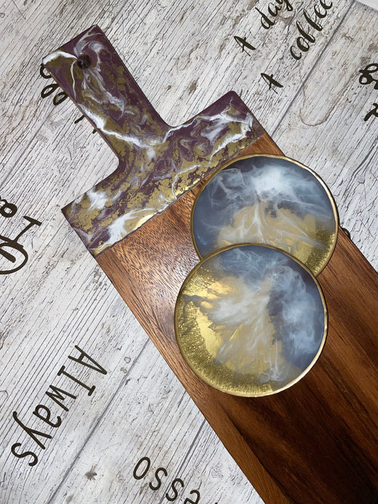 Acacia Resin Charcuterie Paddle Board and Resin Coaster Set - Custom - EpoxyCore - [shop_type] 