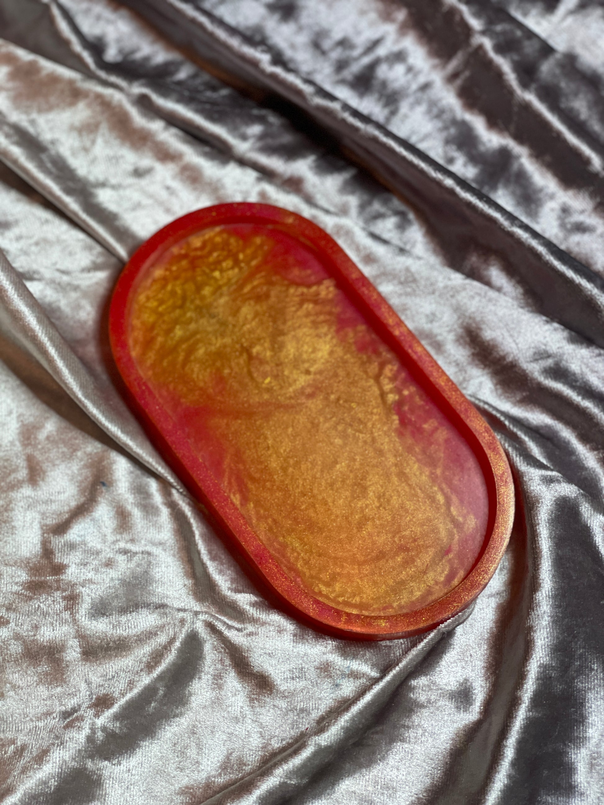 Red and Gold Oval Resin Trinket Tray - EpoxyCore - [shop_type] 