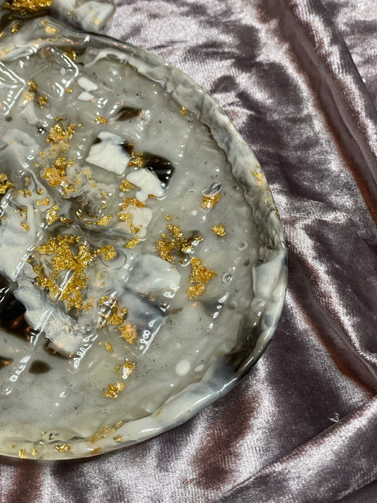 Black, White and Gold Marble Pineapple Resin Trinket Tray - EpoxyCore - [shop_type] 