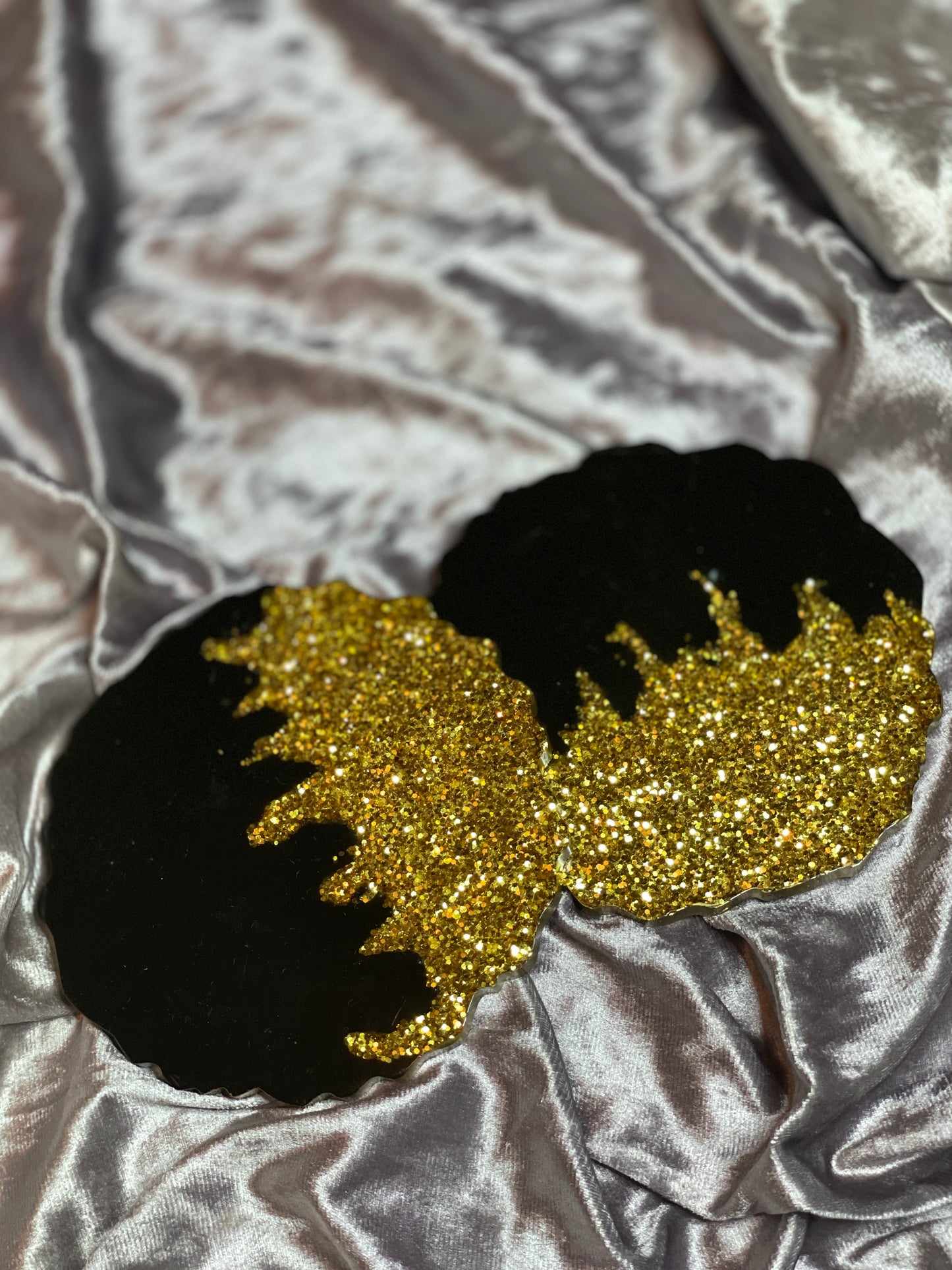 Black and Gold Glitter Coasters - Set of 2 - EpoxyCore - [shop_type] 