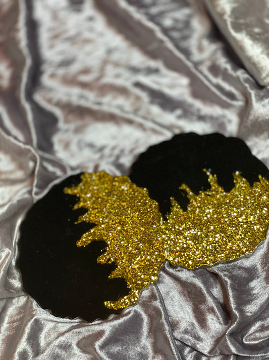 Black and Gold Glitter Coasters - Set of 2 - EpoxyCore - [shop_type] 