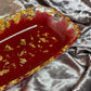 Red, Clear and Gold Flakes Rectangle Pleated Resin Trinket Tray - EpoxyCore - [shop_type] 