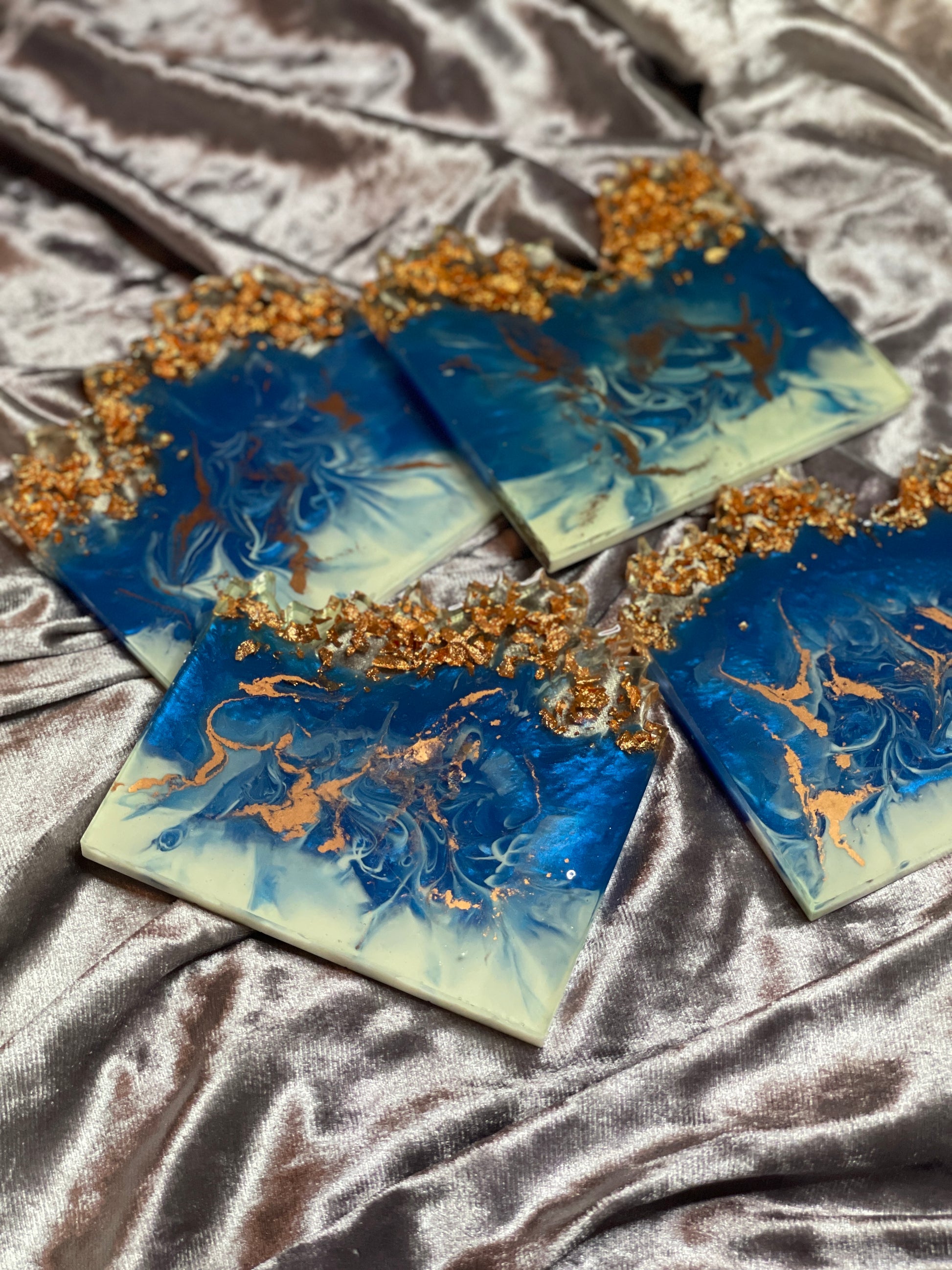 Blue and White with Rose Gold - Set of 4 - EpoxyCore - [shop_type] 