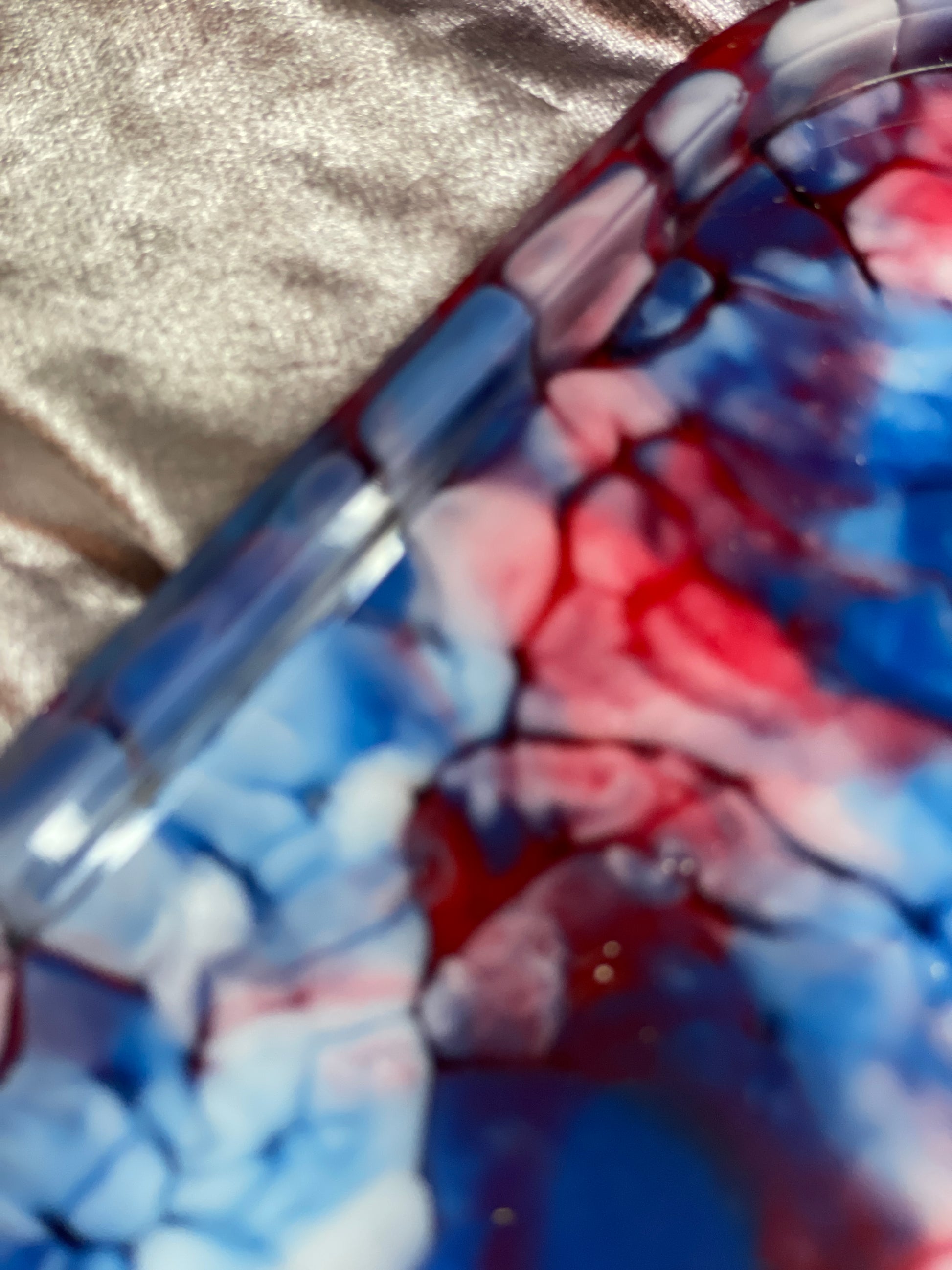 Blue, Red and White Crackle Oval Resin Trinket Tray - EpoxyCore - [shop_type] 