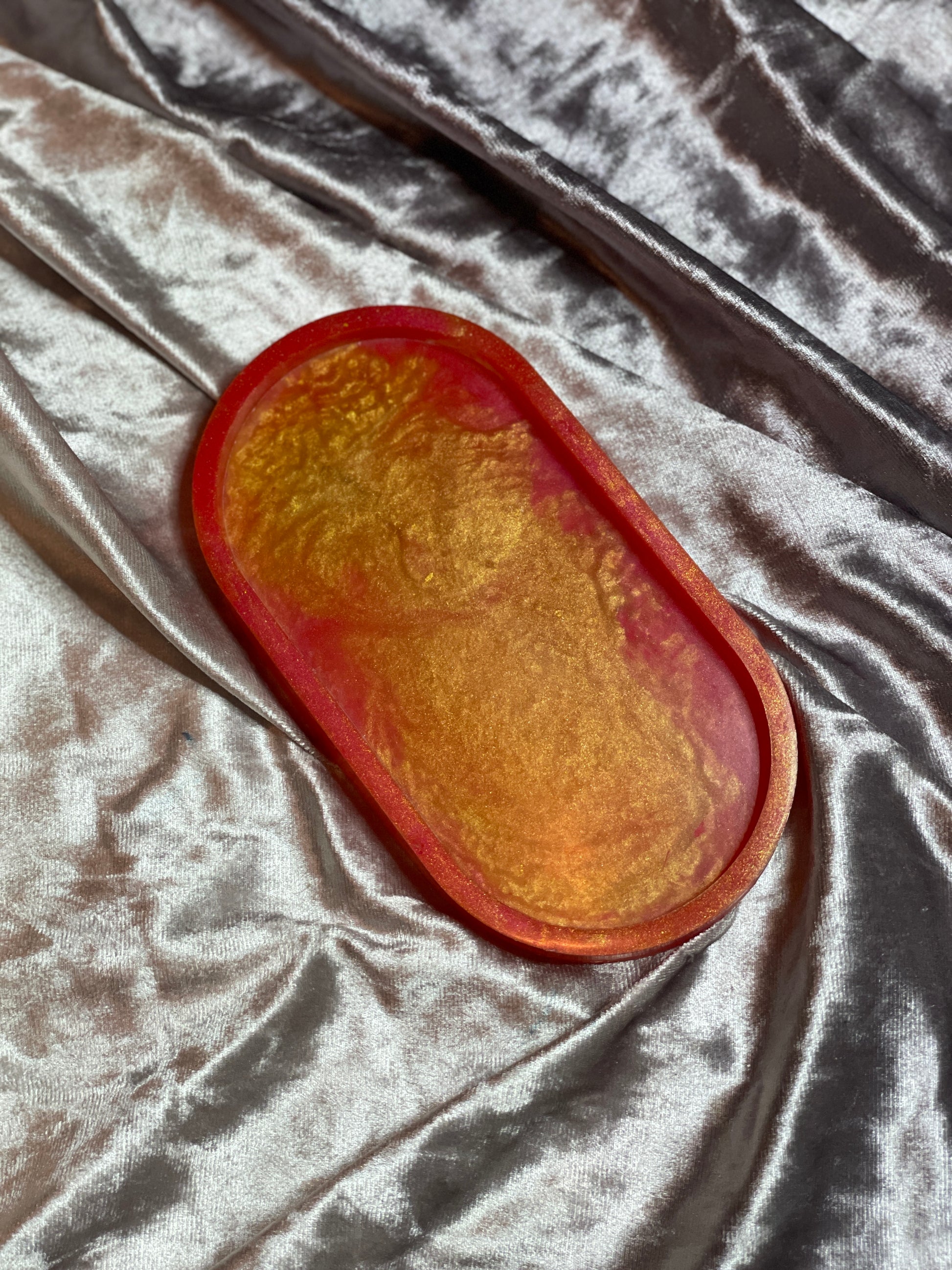 Red and Gold Oval Resin Trinket Tray - EpoxyCore - [shop_type] 