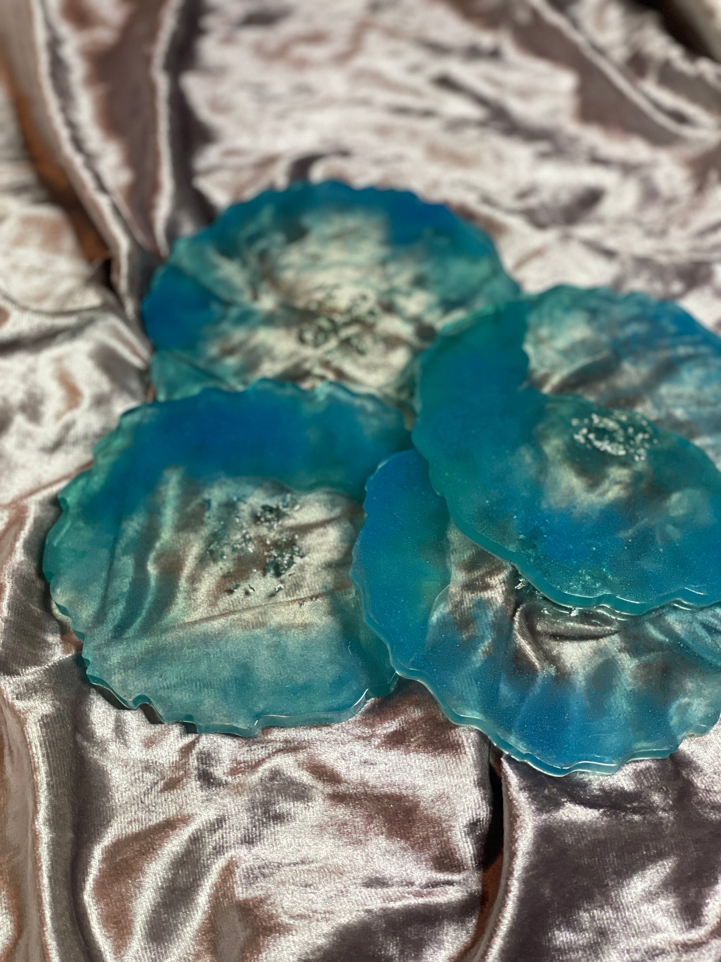 Blue, Clear and Silver Coasters - Set of 4 - EpoxyCore - [shop_type] 