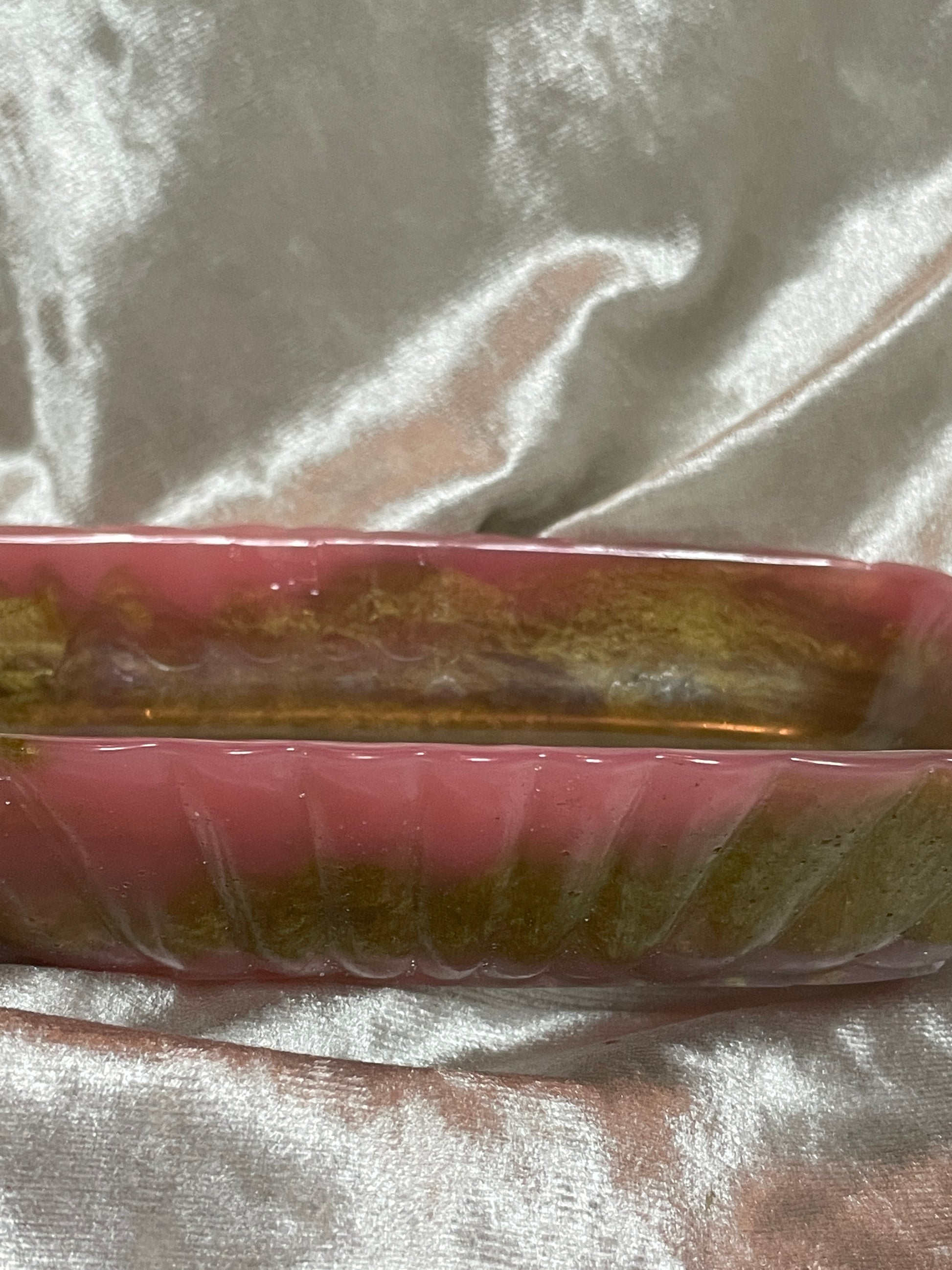 Pink, Gold and Silver with Gold Flakes Rectangle Pleated Resin Trinket Tray - EpoxyCore - [shop_type] 