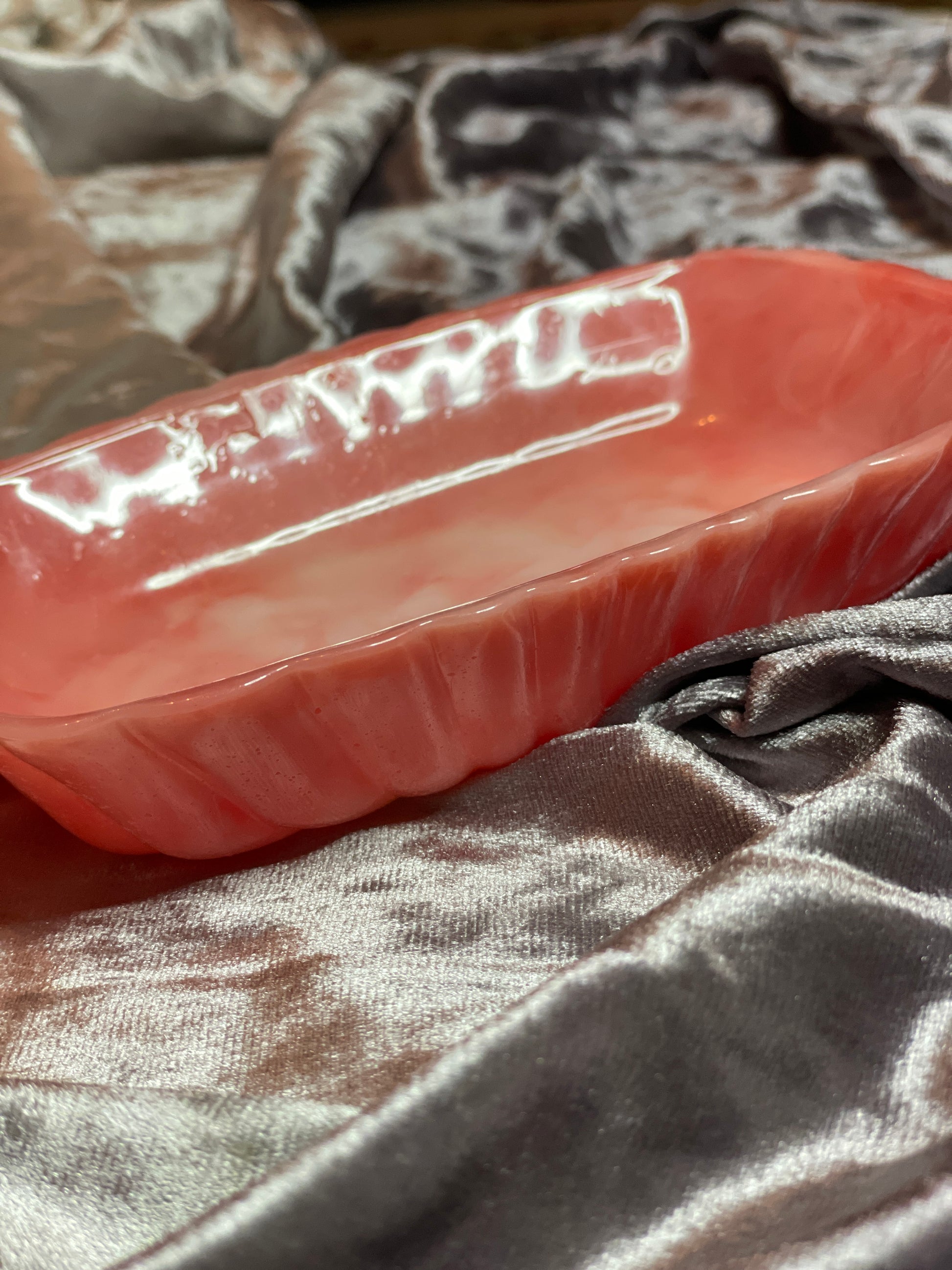 Red and White Marble Rectangle Pleated Resin Trinket Tray - EpoxyCore - [shop_type] 