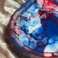 Blue, Red and White Crackle Oval Resin Trinket Tray - EpoxyCore - [shop_type] 