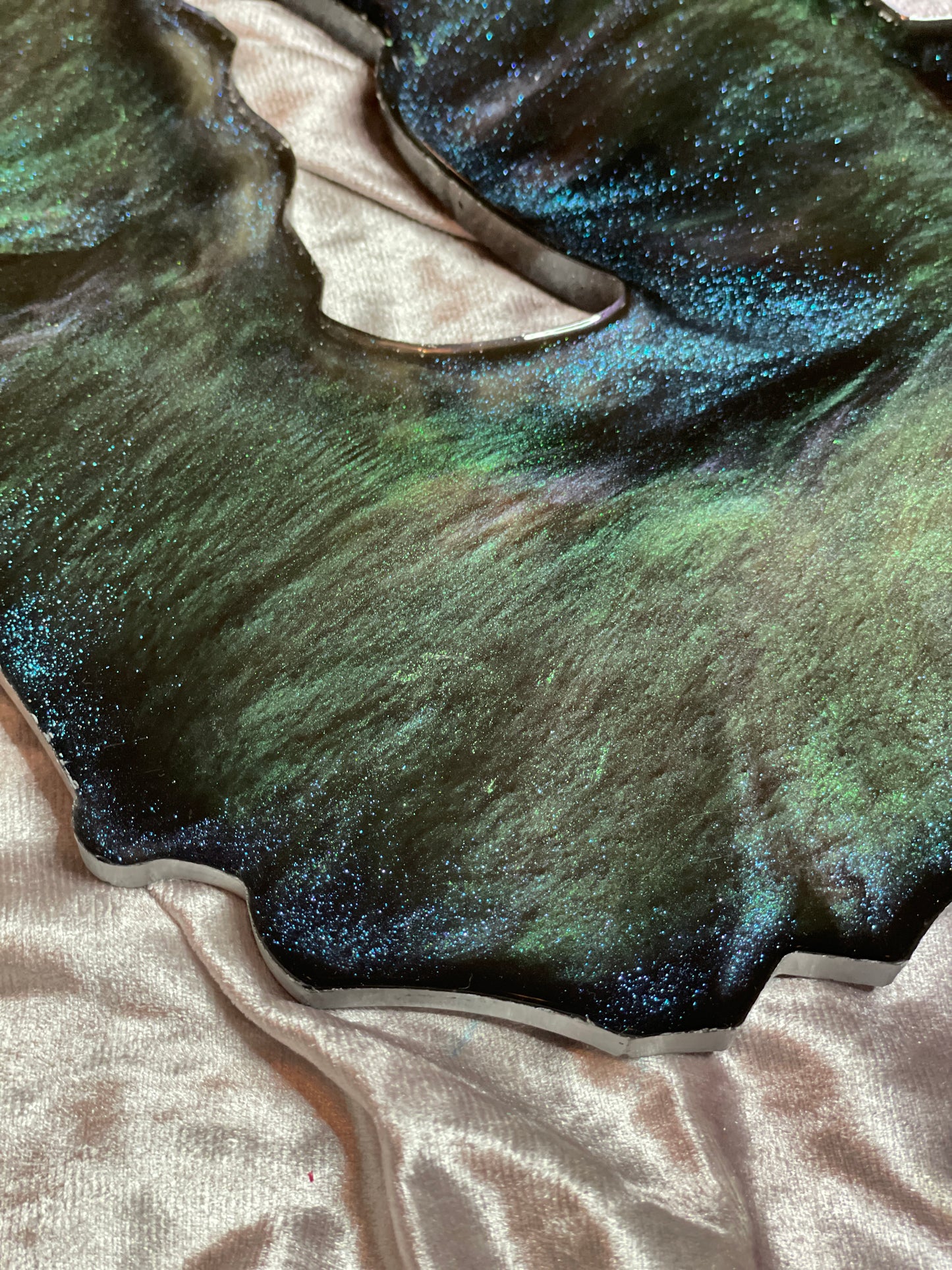 Iridescent Holographic Shades on Black Geode Resin Placemat - EpoxyCore - [shop_type] 