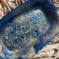 Blue and Silver Marble with Silver and Blue Flakes and Glitter Rectangle Pleated Resin Trinket Tray - EpoxyCore - [shop_type] 