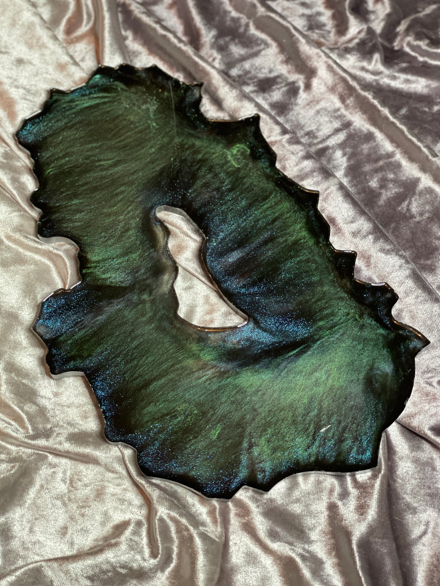 Iridescent Holographic Shades on Black Geode Resin Placemat - EpoxyCore - [shop_type] 