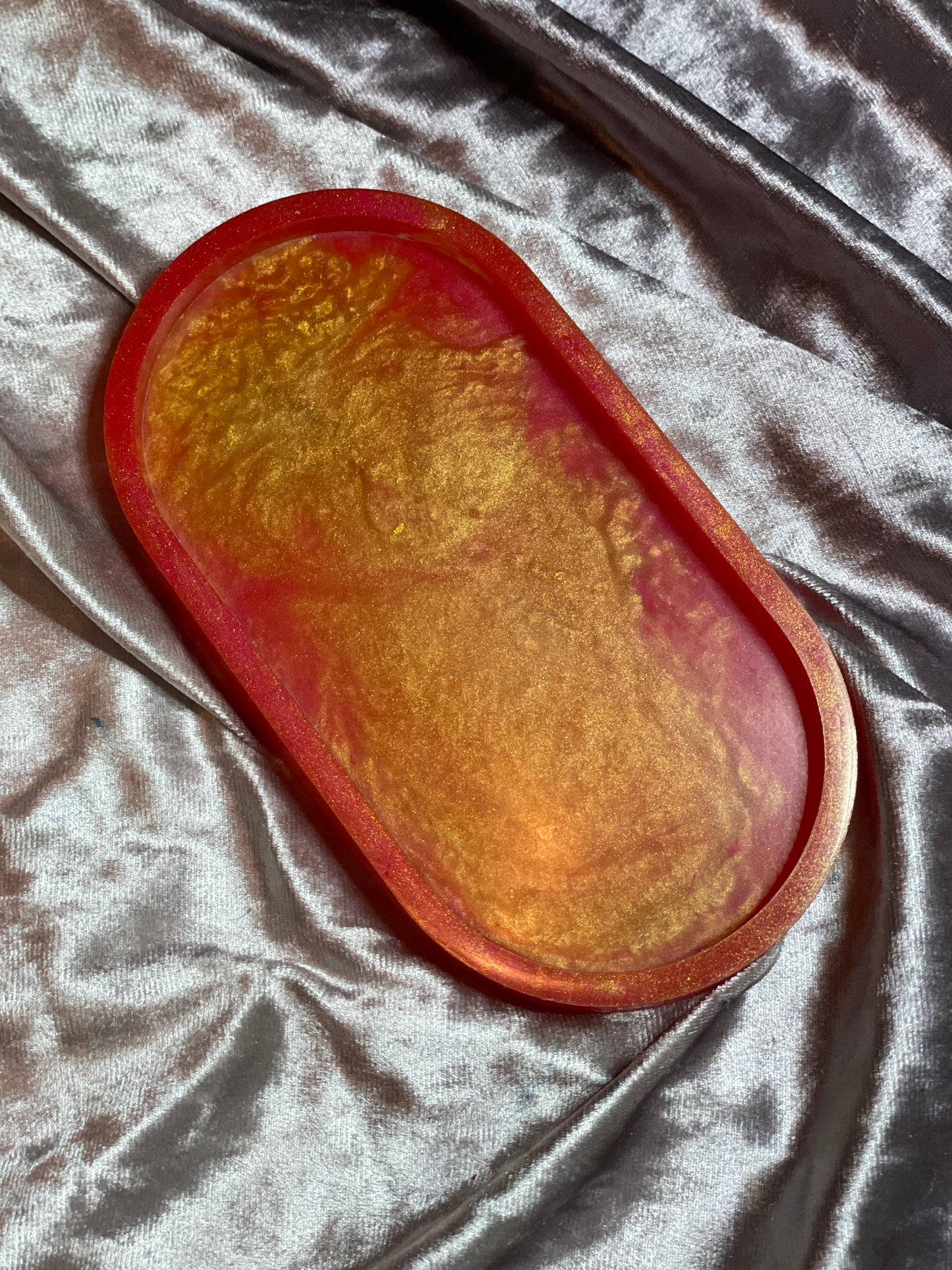 Red and Gold Oval Resin Trinket Tray - EpoxyCore - [shop_type] 