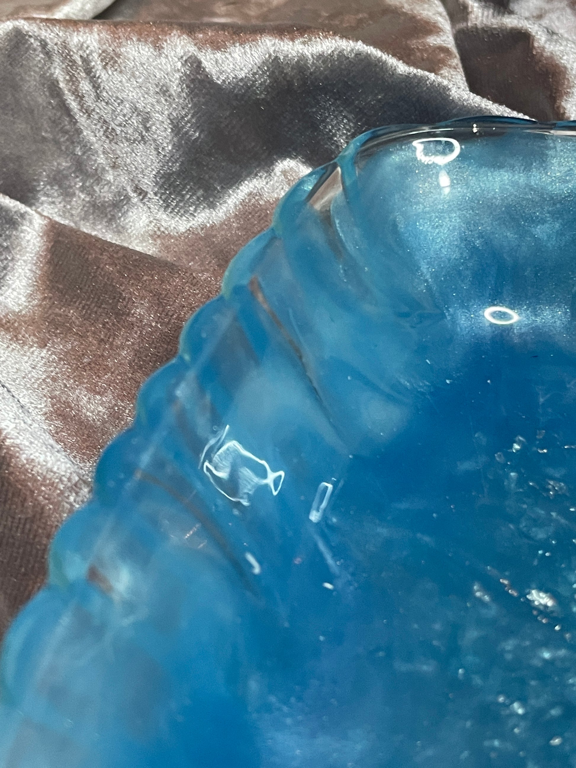 Blue and Clear with Silver Flakes Rectangle Pleated Resin Trinket Tray - EpoxyCore - [shop_type] 