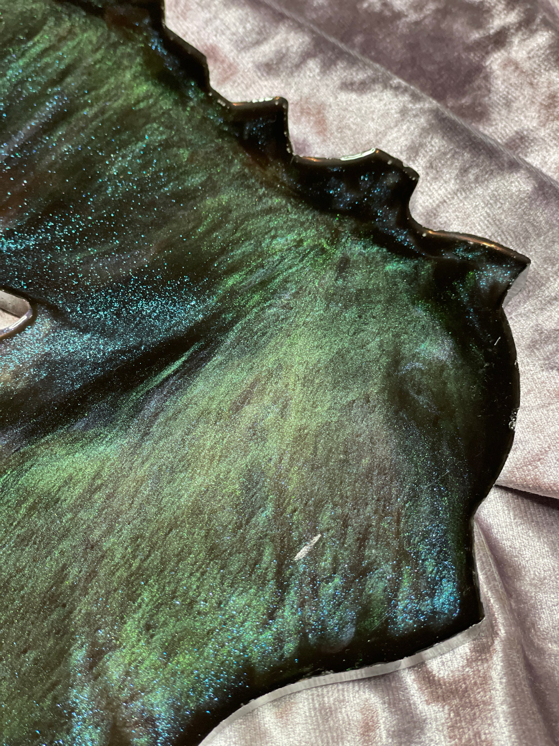 Iridescent Holographic Shades on Black Geode Resin Placemat - EpoxyCore - [shop_type] 