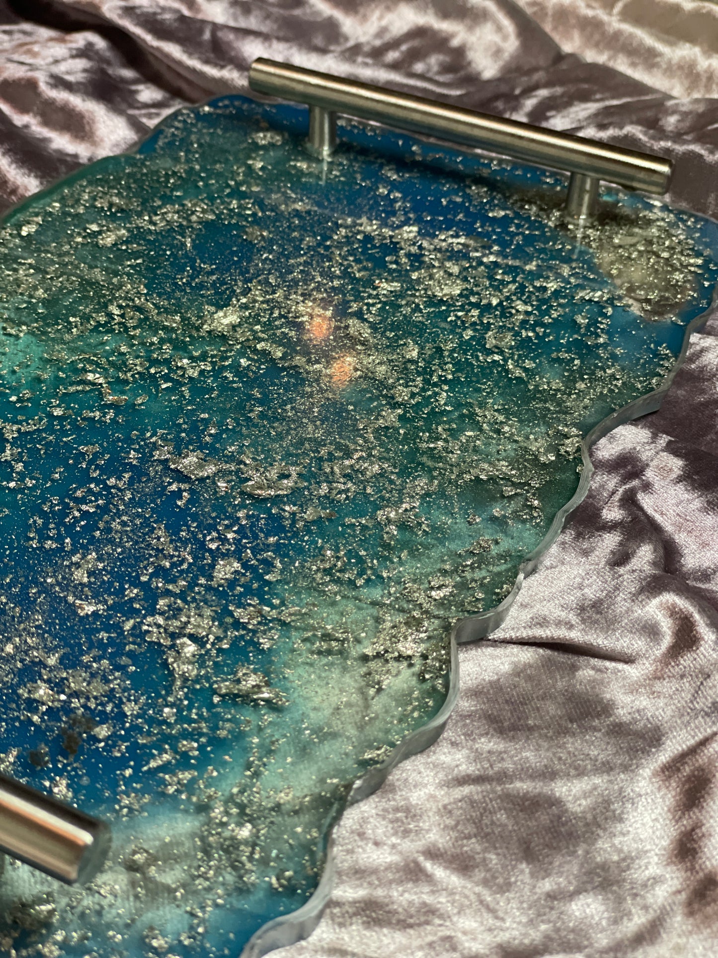 Blue and Silver Sparkles Large Rectangle Resin Tray - EpoxyCore - [shop_type] 