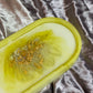 Yellow, White and Clear with Gold Flakes Oval Resin Trinket Tray - EpoxyCore - [shop_type] 