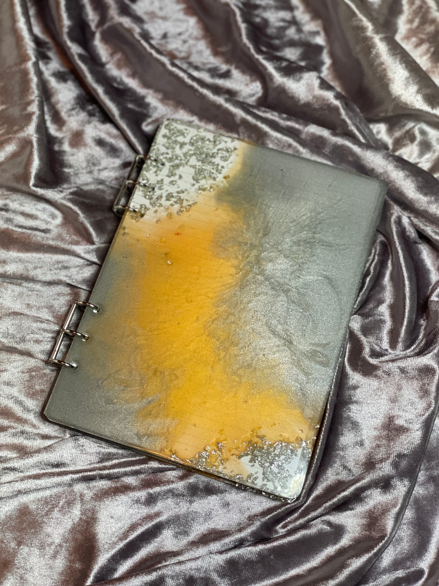 Orange and Silver A5 Refillable Resin Notebook - EpoxyCore - [shop_type] 