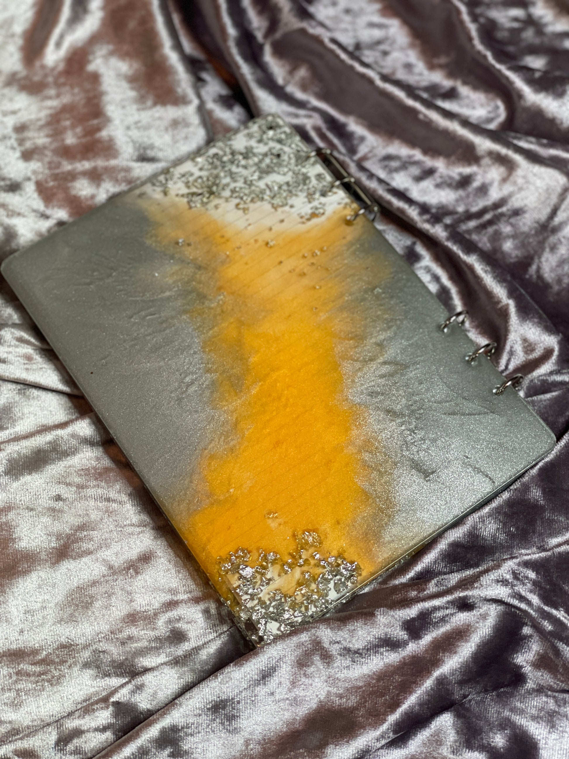 Orange and Silver A5 Refillable Resin Notebook - EpoxyCore - [shop_type] 