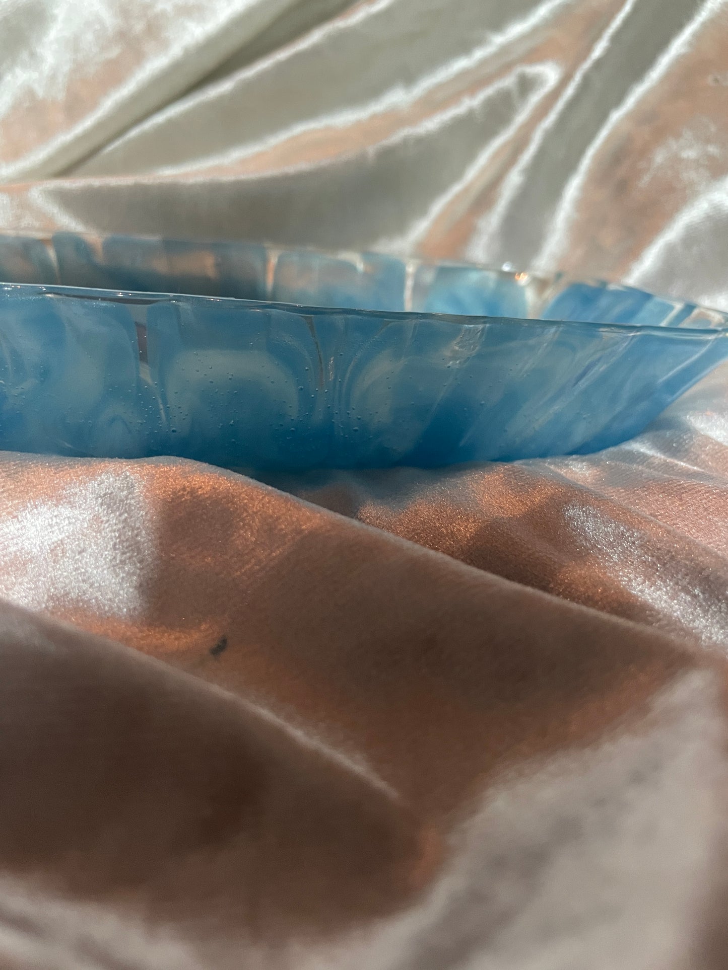 Blue and Clear with Silver Flakes Rectangle Pleated Resin Trinket Tray - EpoxyCore - [shop_type] 