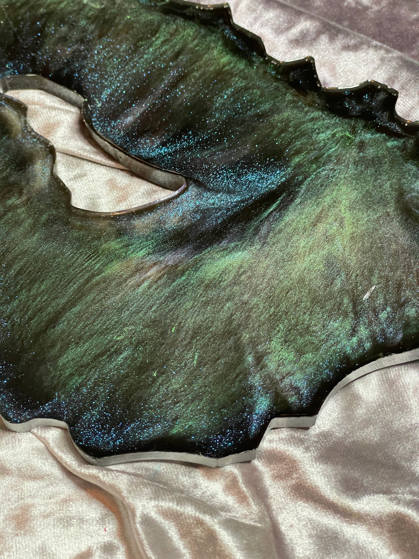 Iridescent Holographic Shades on Black Geode Resin Placemat - EpoxyCore - [shop_type] 