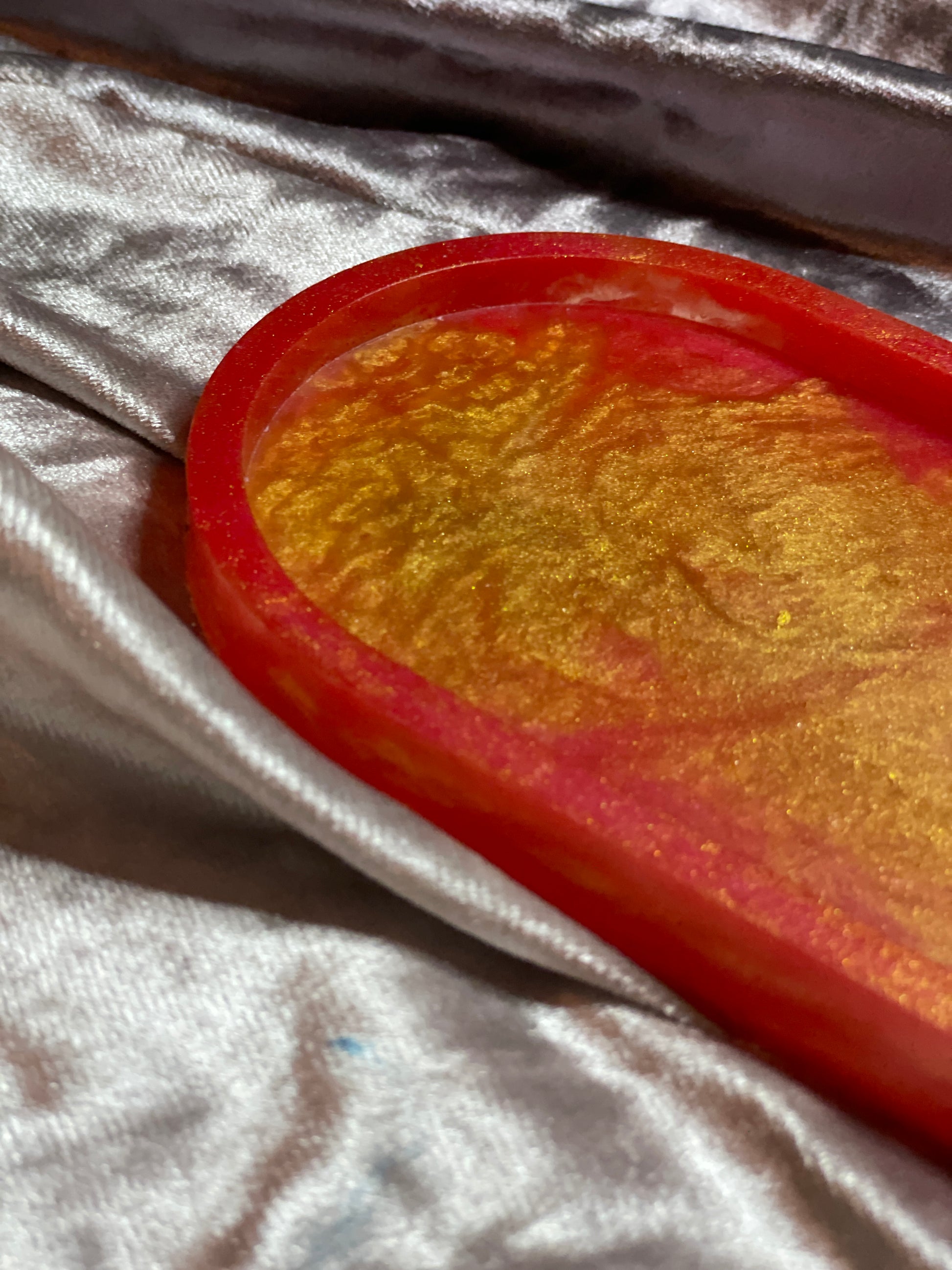 Red and Gold Oval Resin Trinket Tray - EpoxyCore - [shop_type] 