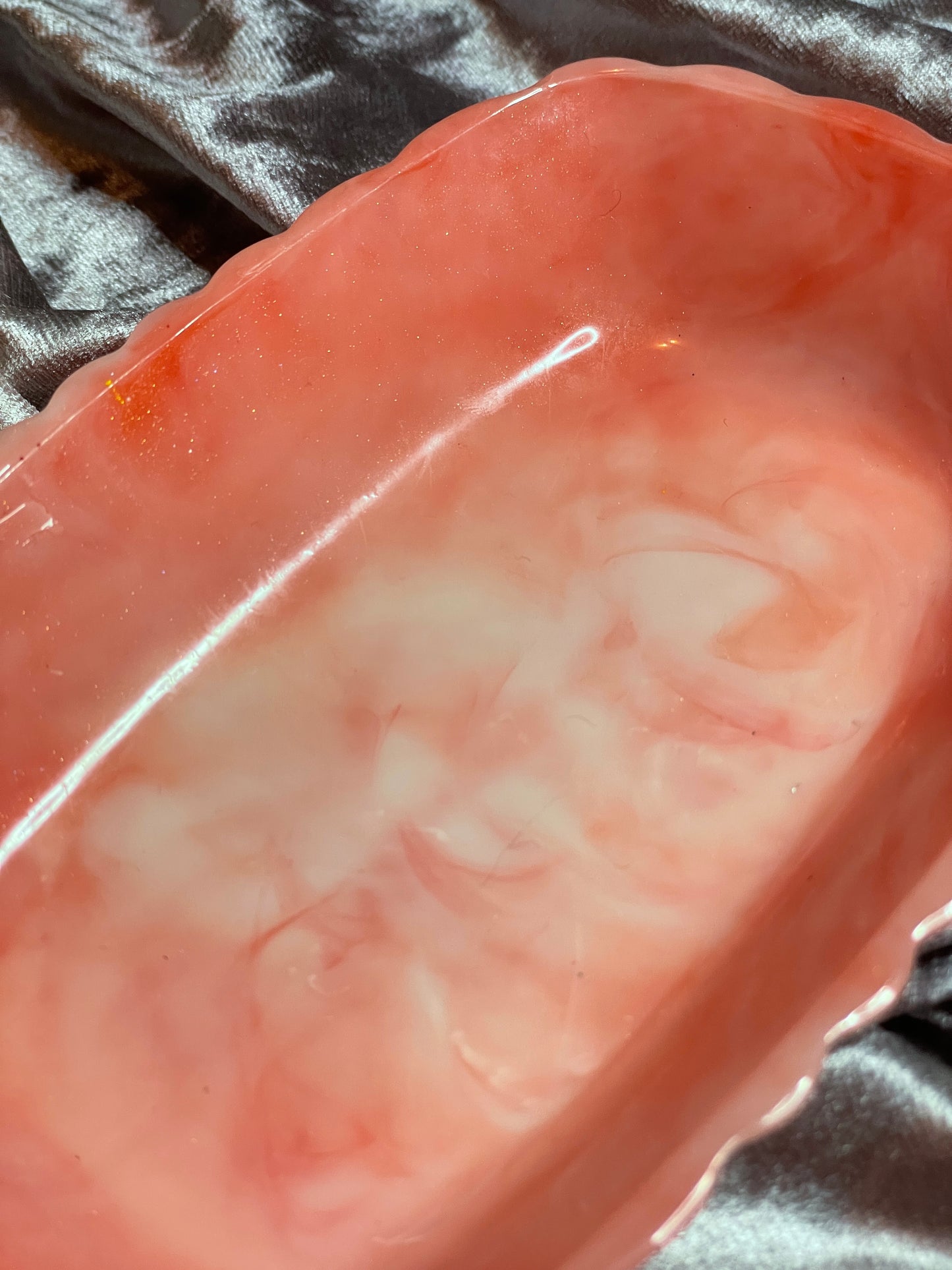 Red and White Marble Rectangle Pleated Resin Trinket Tray - EpoxyCore - [shop_type] 