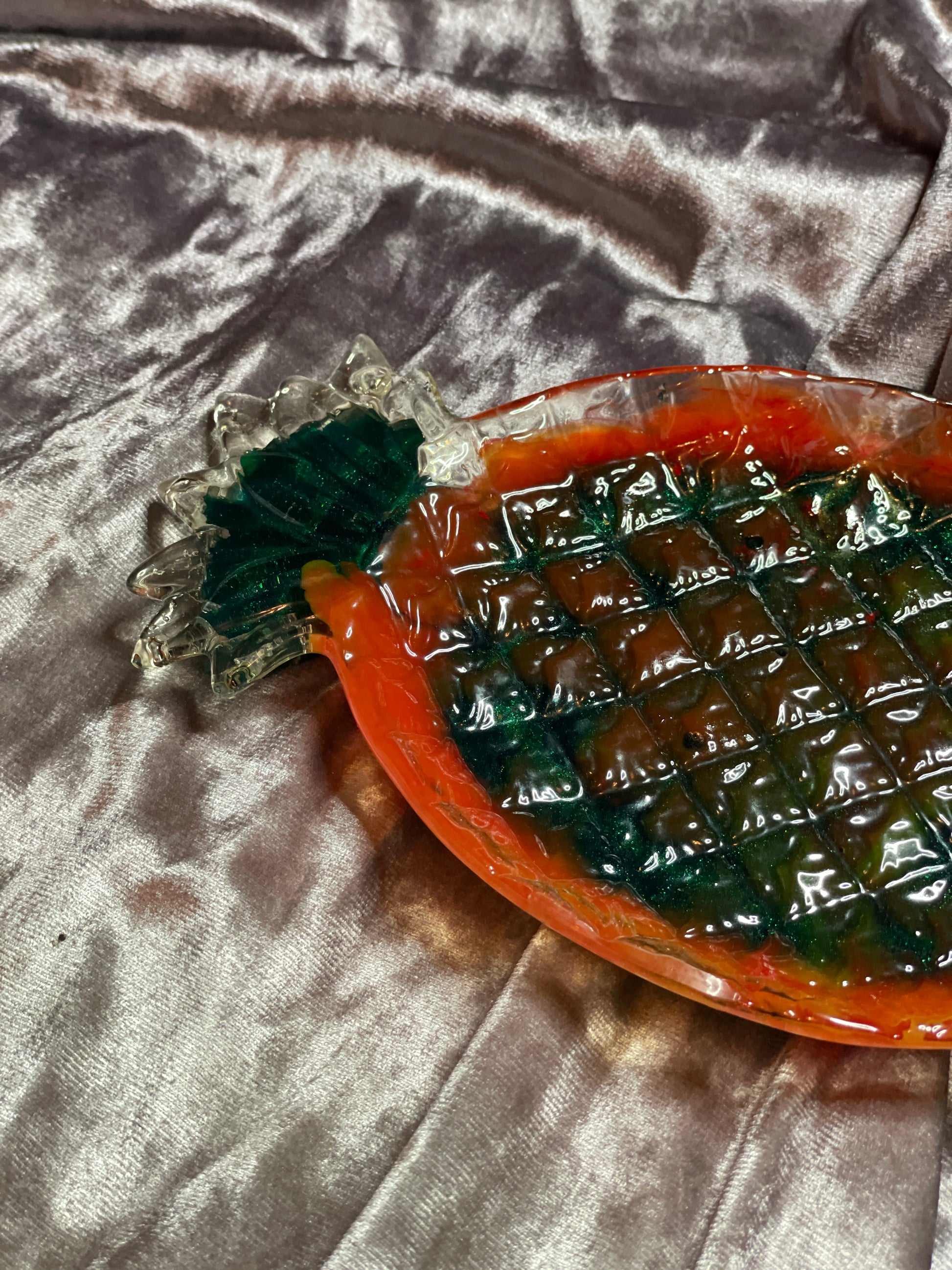 Green, Orange and Clear Pineapple Resin Trinket Tray - EpoxyCore - [shop_type] 