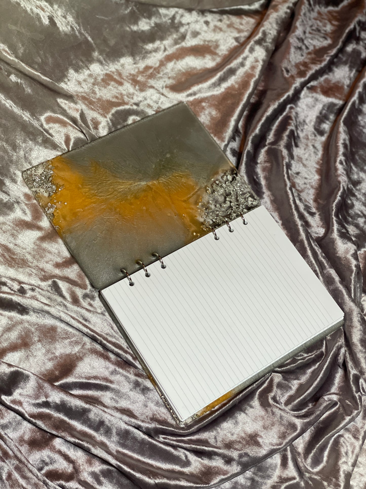 Orange and Silver A5 Refillable Resin Notebook - EpoxyCore - [shop_type] 