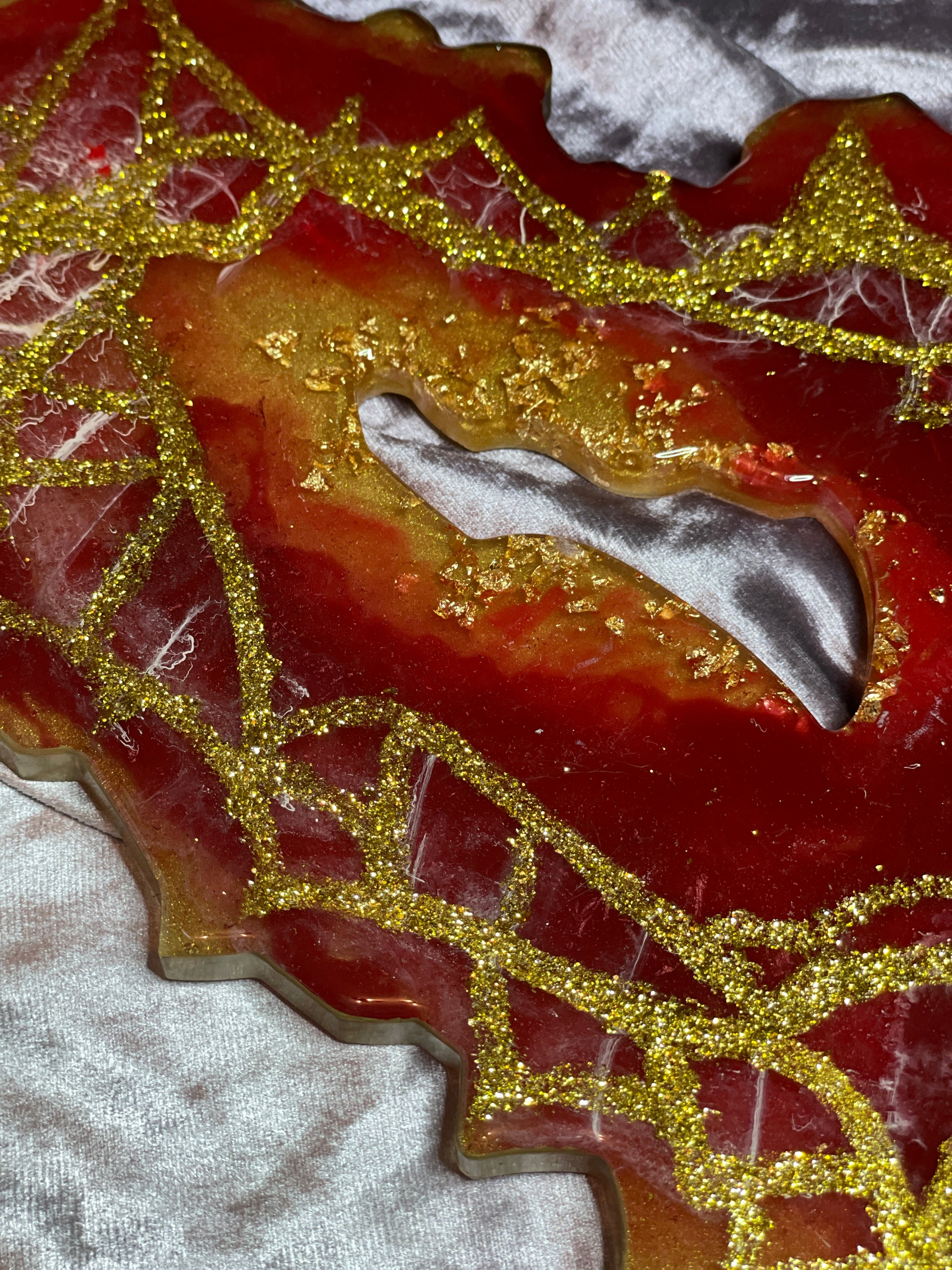 Deep Red, Gold and Glitter Geode Resin Placemat - EpoxyCore - [shop_type] 