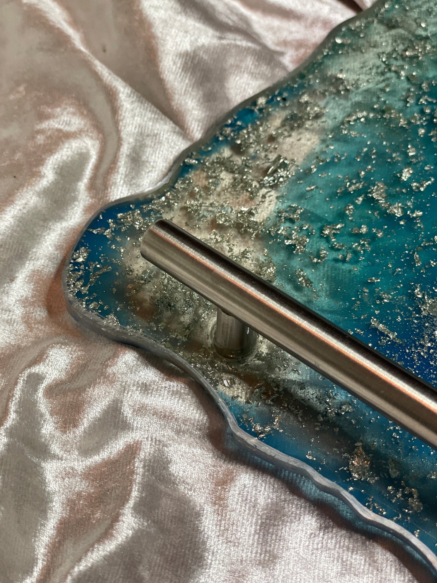 Blue and Silver Sparkles Large Rectangle Resin Tray - EpoxyCore - [shop_type] 