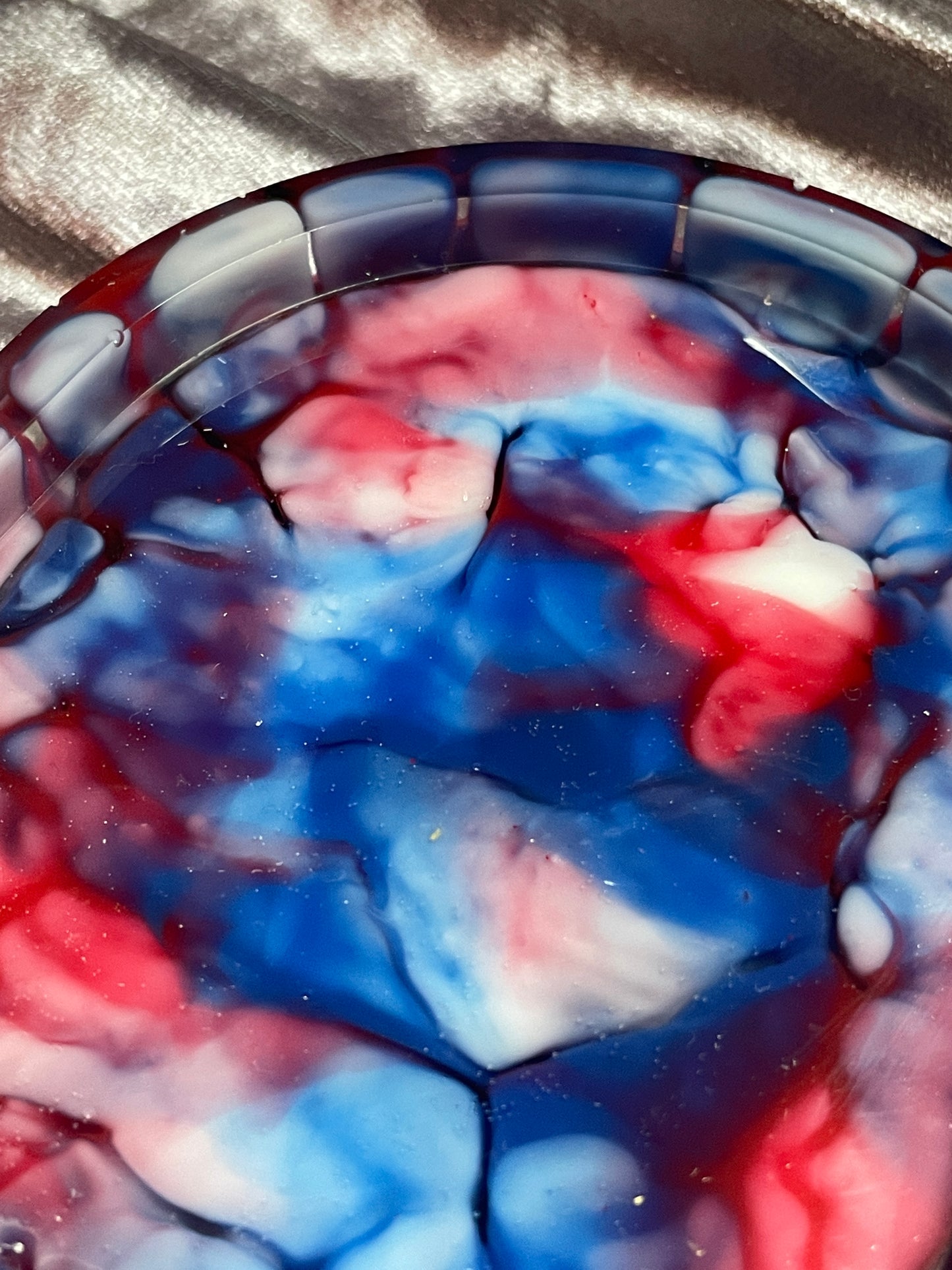 Blue, Red and White Crackle Oval Resin Trinket Tray - EpoxyCore - [shop_type] 