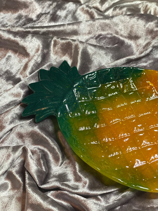 Green, Yellow and Orange Pineapple Resin Trinket Tray - EpoxyCore - [shop_type] 