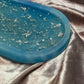 Blue and SIlver Flake Oval Resin Trinket Tray - EpoxyCore - [shop_type] 