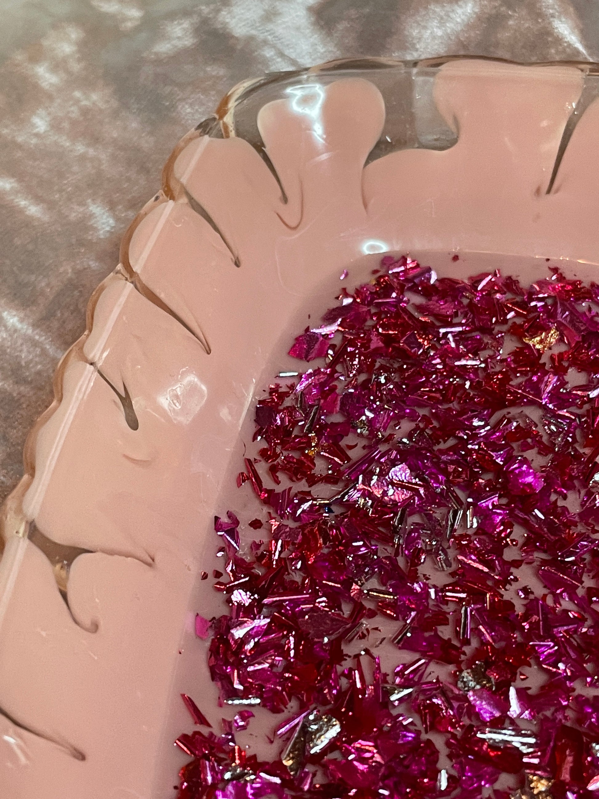 Pink with Pink Flakes Rectangle Pleated Resin Trinket Tray - EpoxyCore - [shop_type] 