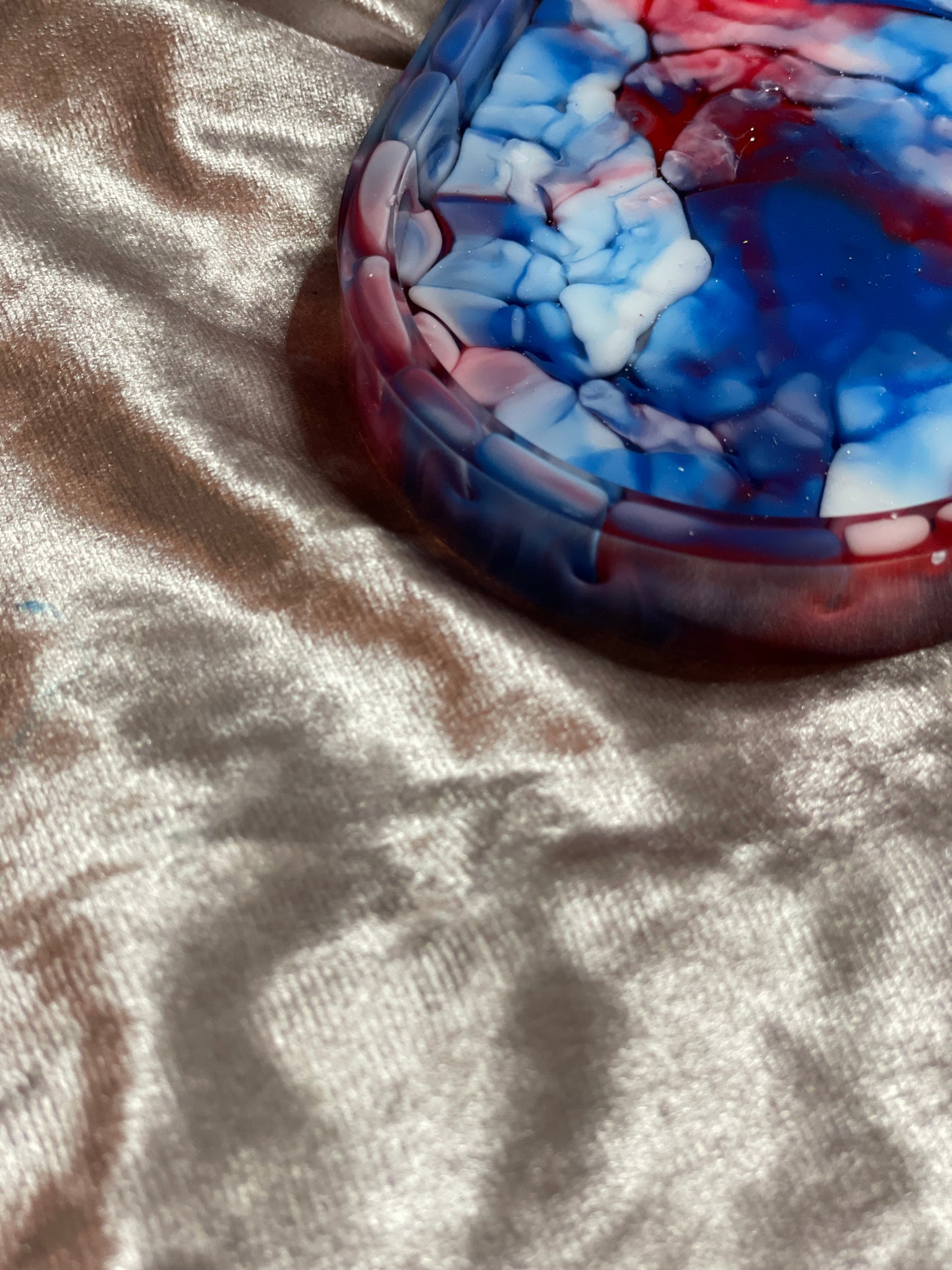 Blue, Red and White Crackle Oval Resin Trinket Tray - EpoxyCore - [shop_type] 