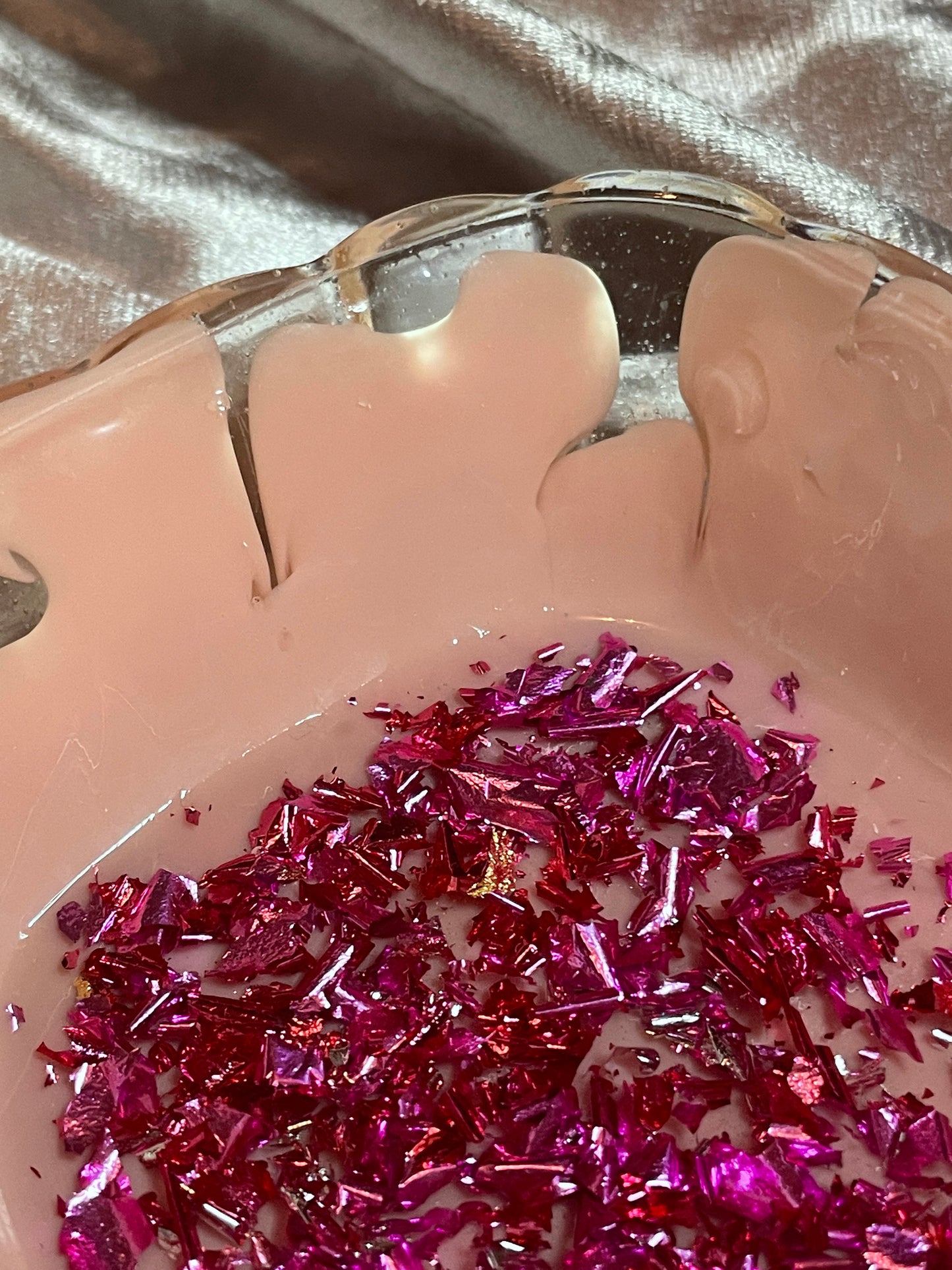 Pink with Pink Flakes Rectangle Pleated Resin Trinket Tray - EpoxyCore - [shop_type] 