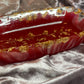 Red, Clear and Gold Flakes Rectangle Pleated Resin Trinket Tray - EpoxyCore - [shop_type] 