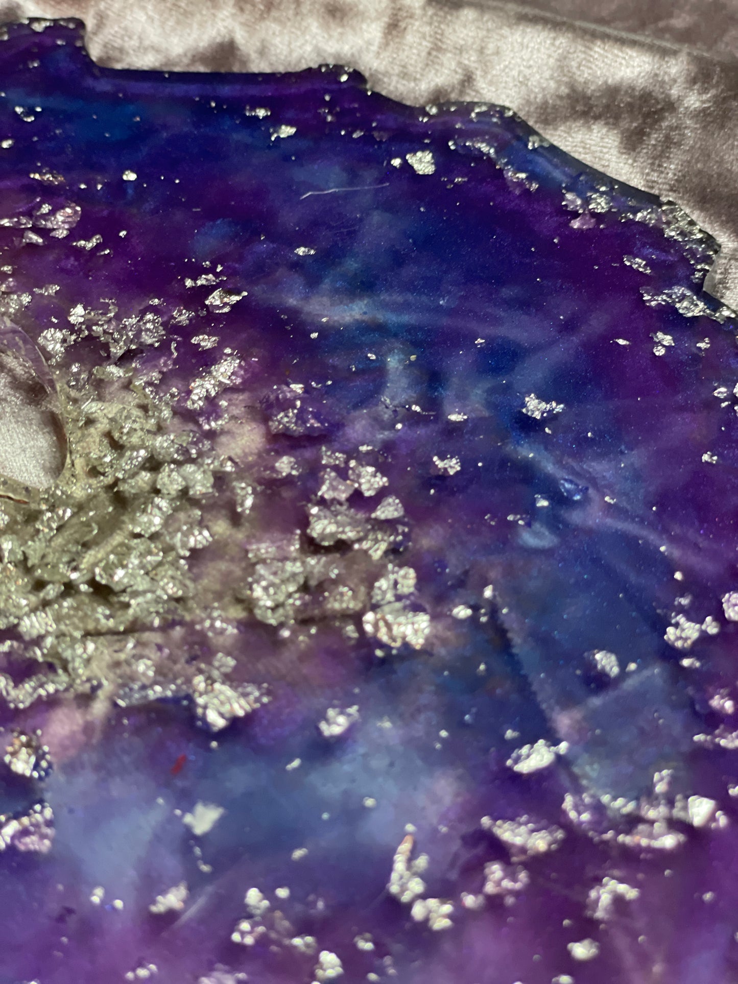 Purple and Blue Clear Effect with Silver Flakes Geode Resin Placemat - EpoxyCore - [shop_type] 