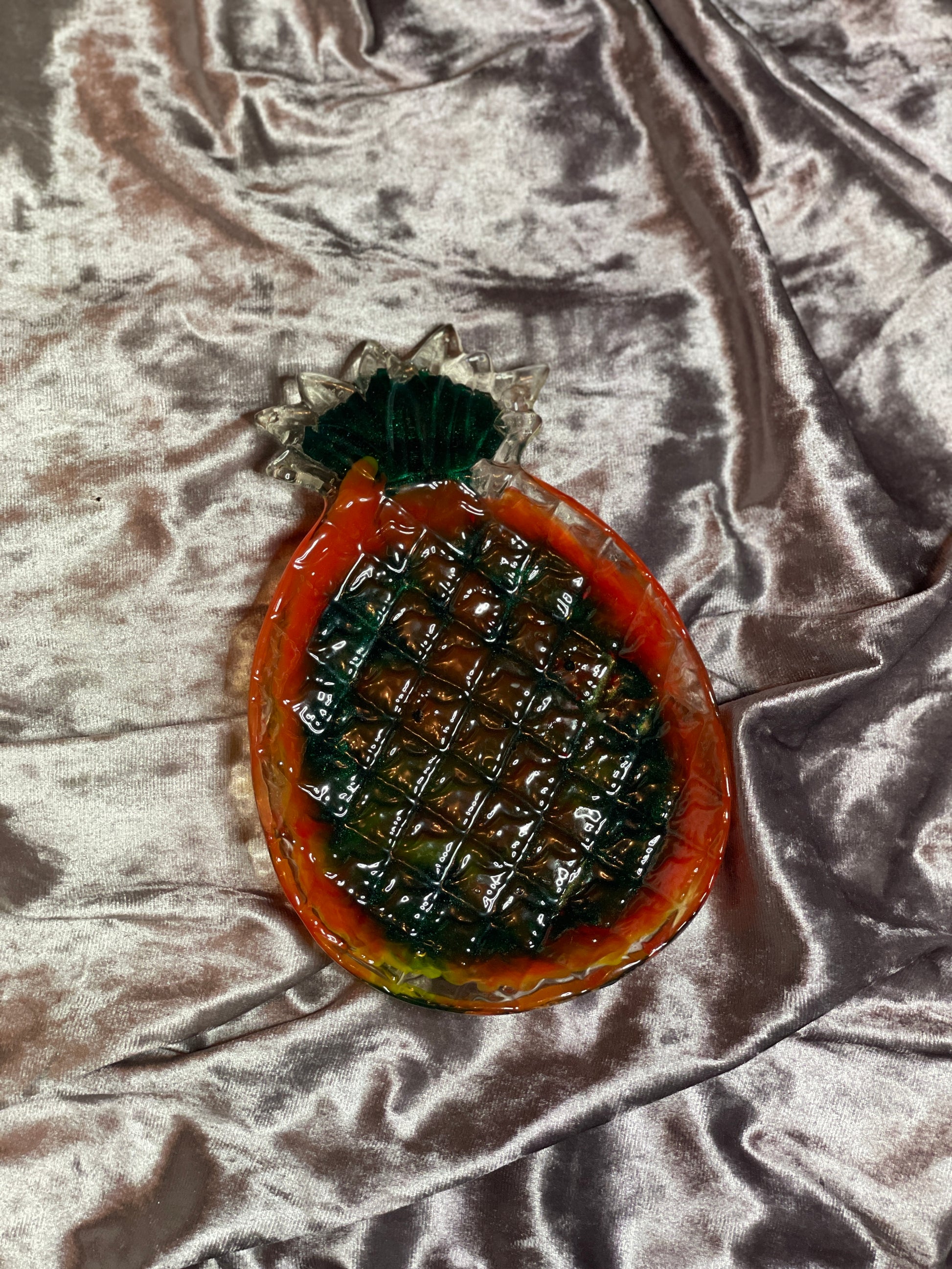 Green, Orange and Clear Pineapple Resin Trinket Tray - EpoxyCore - [shop_type] 