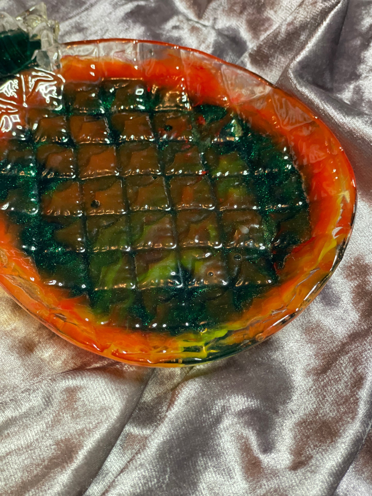 Green, Orange and Clear Pineapple Resin Trinket Tray - EpoxyCore - [shop_type] 