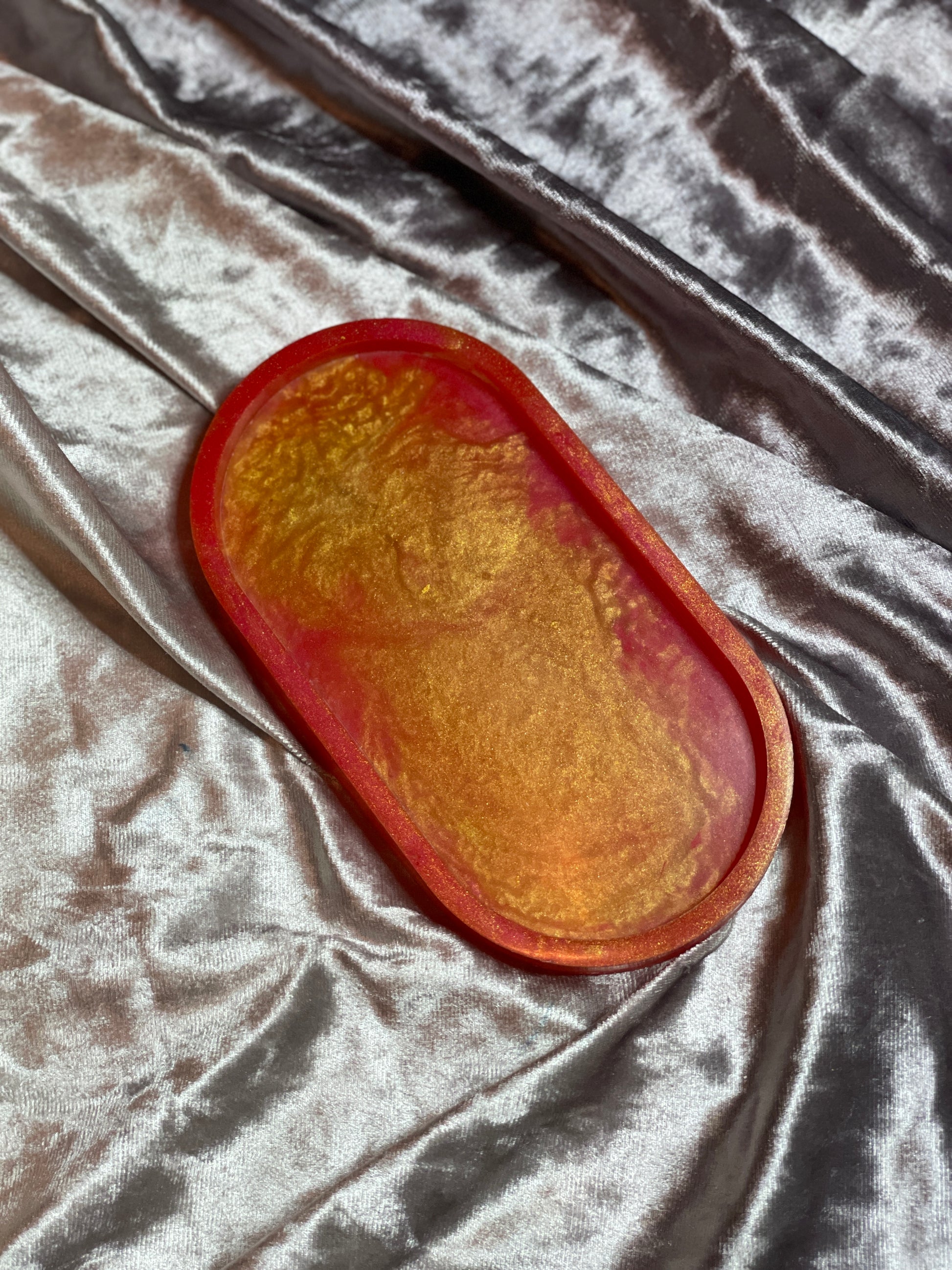 Red and Gold Oval Resin Trinket Tray - EpoxyCore - [shop_type] 