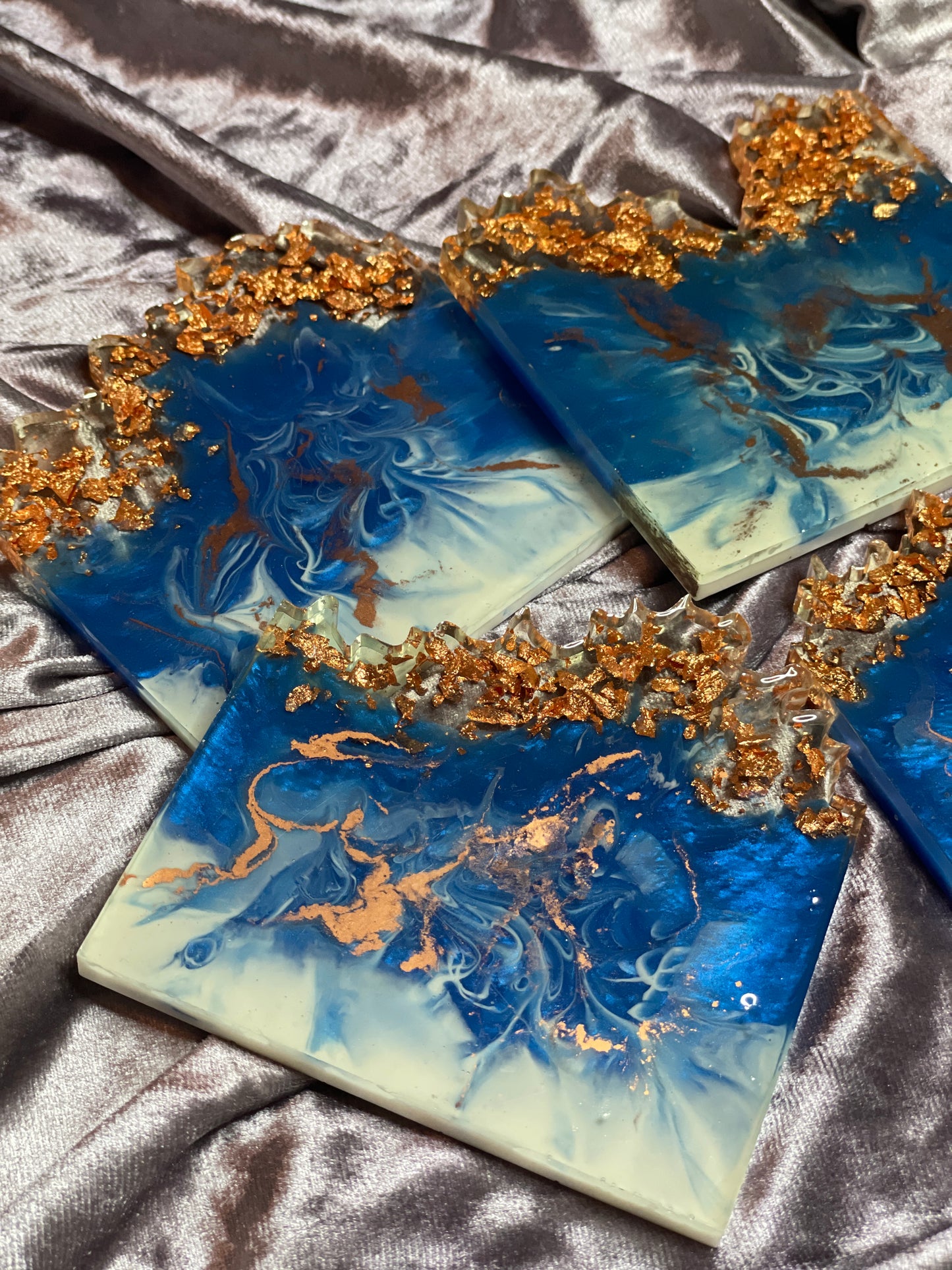 Blue and White with Rose Gold - Set of 4 - EpoxyCore - [shop_type] 